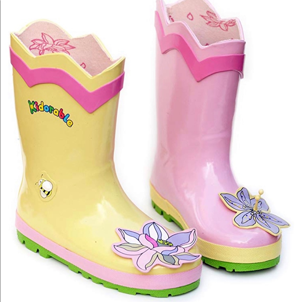 Kidorable Pink Lotus Flower Rain Boots